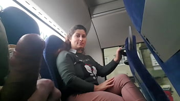 Exhibitionist Milf Sucks and Jerks on Bus