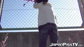Tied Japanese beauty self-urinates with no choice