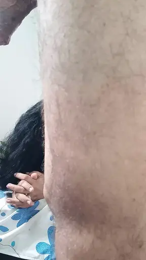 Girl sucks cock with milk then facefucks him