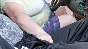 she rides me in the car, parked by the lot, while she touches my cock&#x1F346;