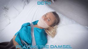 Beth - Playing The Damsel 4K ( Tape Gagged , Tape Bondage , Gag Talk , Wrap Gag , Hogtied )