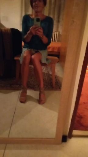 Teasing nylon sissy milf tranny