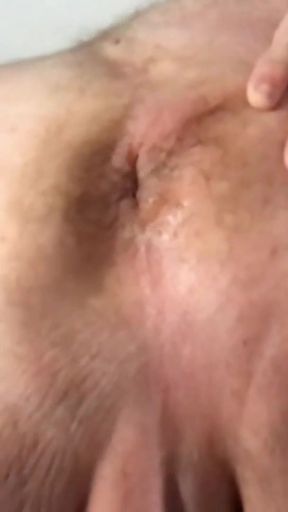 Fat Guy wanks cock and shows hole   Clip 2