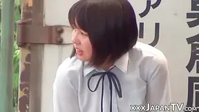 Charming Japanese Solo Muff Plays Outdoor