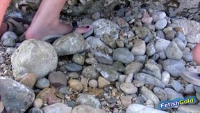 Sexy brunette babe picked up and intense fucked by the sea