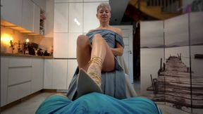 Lady Ruslana (From Ukraine) In Gold Shoes Rubs And Kick Your Balls - Part 1 - English And Russian Language - 4K