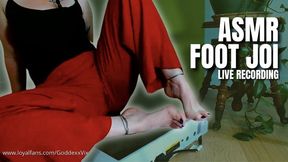 ASMR Foot JOI Live Recording - Teasing your most sensitive areas with the pressure of the bottom of My feet… building up your breath following Mine… leaving you with tasks to follow like a good slut…