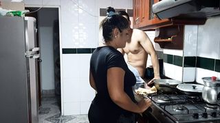"My stepmom gives me a delicious blowjob in the kitchen"