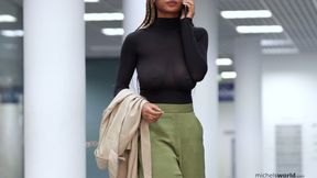 braless and see through outfit in public