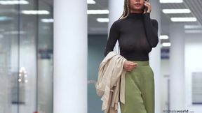 braless and see through outfit in public