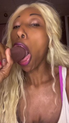 Blonde Sucks Cockdildo Better Than Other Girls?