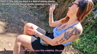 Milf with big tits sucks an unknown guy at the public park and she receives a huge facial - ENG SUB