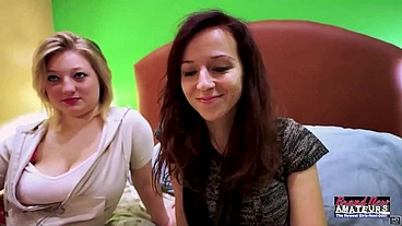 Busty Blonde Faith Hope And Petite Katie Walls Suck And Share A Cock!