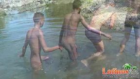 Heated Latinos get wet and go gay under the sun