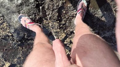 Stranger girl helping to pee guy at the public beach compilation