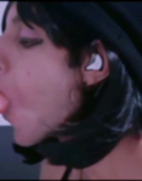 Goth Tranny Suckslut Ombunny Loves Throating Cock so Much Her Eyes Keep Rolling up