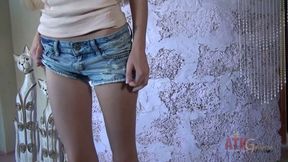 Amateur Blonde Jane Slow Sensual Striptease Shows Off Slim Petite Body &amp; Firm Tits
