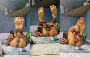 Latino Hunk's Silky Soles JOI Huge Cock Gushes Cum On Tight Ass