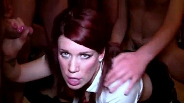 Collared Slut Gets Gang Fucked