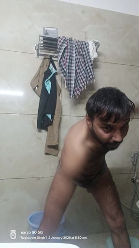 Indian Rajasthani Desi Man Enjoy Shower