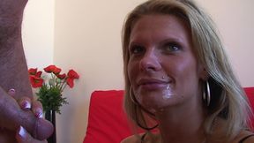 Hot granny sucks a massive cock then rides it to mouth cumshot