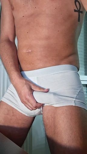 I Masturbate in My White Boxers and Take Out My Big Cock