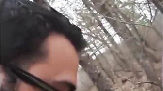 Two hairy bears have bareback anal sex in the woods