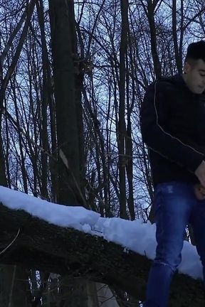 Winter Jerking off on the Tree