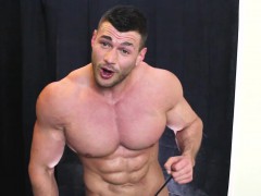 Muscle worship cum shot