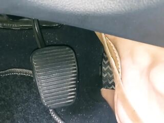 Revving and Driving in Light Brown Peeptoe Sandals