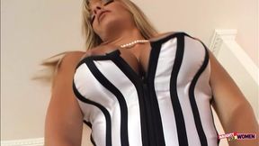 Charmed blonde MILF gives a deepthroated oral and rides hard
