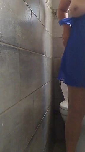 Big Tits MILF Pee and Stuffs Pantyhose Inside Pussy.