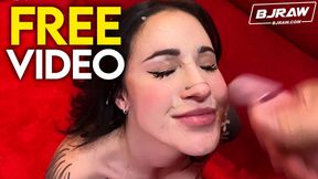 Tattooed Demi Morgan deepthroats and swallows