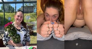 This blonde Danish vixen gets her brains fucked out and ends the session with her hungry hole overflowing with fresh warm jizz