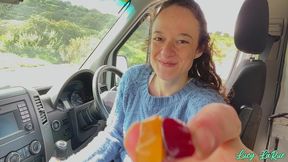 pov feeding you gummies before our hike
