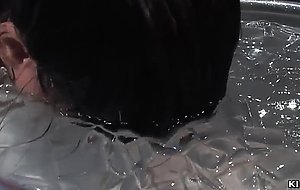 Bound brunette head drown in water