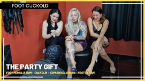 The Party Gift: Cuckold Cleans Other Men's Cum off the Goddesses' Feet (1080 EN SUB) - Foot Humiliation - Cuckolding - Foot Fetish - Hot Wife - Cum Swallowers