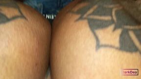 the kinky cock-eating queen  dark dea  fucked in the wood by a big white cock !!!
