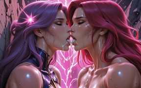 Lustrender: Stellar Vixen Duo Lesbian Cum Swallow Clash - Ai Video