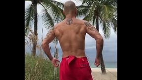 FLEXING AT BEACH