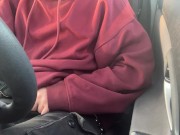 Needy ftm has loud orgasm in a busy parking lot