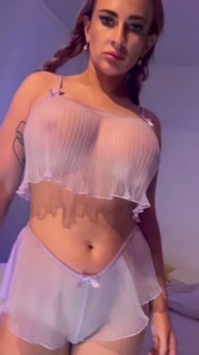 Teen with big tits teases step-daddy in her see-through pyjamas