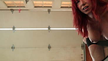 Over the hood masturbating and squirting