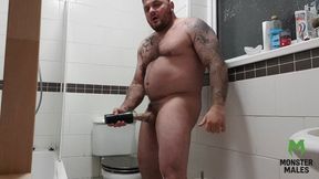 Big tattooed uncut alpha muscle bear Seth Strong fucks verbally his favourite fleshlight and cums a hot thick and sticky verbal load