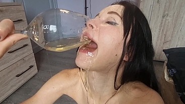 PISS & ANAL TRAINING of Young skinny Sweetie Plum, 1 on 1 rough anal pounding, piss in mouth & drinking