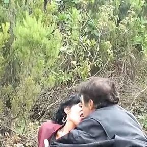 Dark-haired French slut enjoys a hard anal bang outdoors