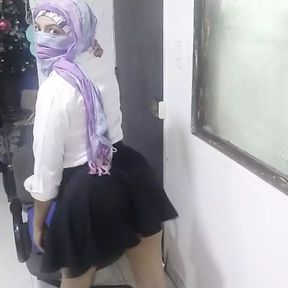 Real Hot Arab MILF In School Outfit Masturbates And Squirts To Orgasm In Niqab While Husband Away