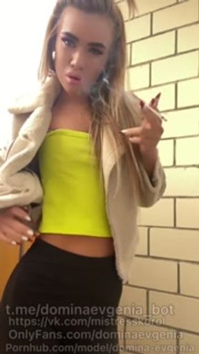 Domina Evgenia - Boot Fetish You will be My personal spineless ashtray without getting up from her knees