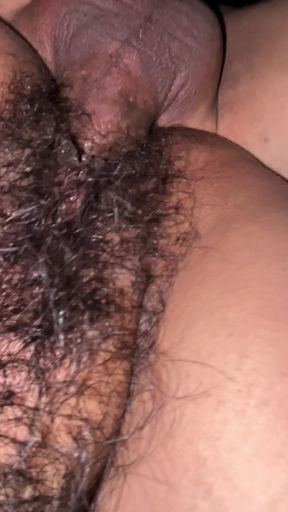 How delicious this hairy vagina eats her dick
