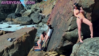 Voyeur Beach Babe Almost CAUGHT Masturbating to couple fucking